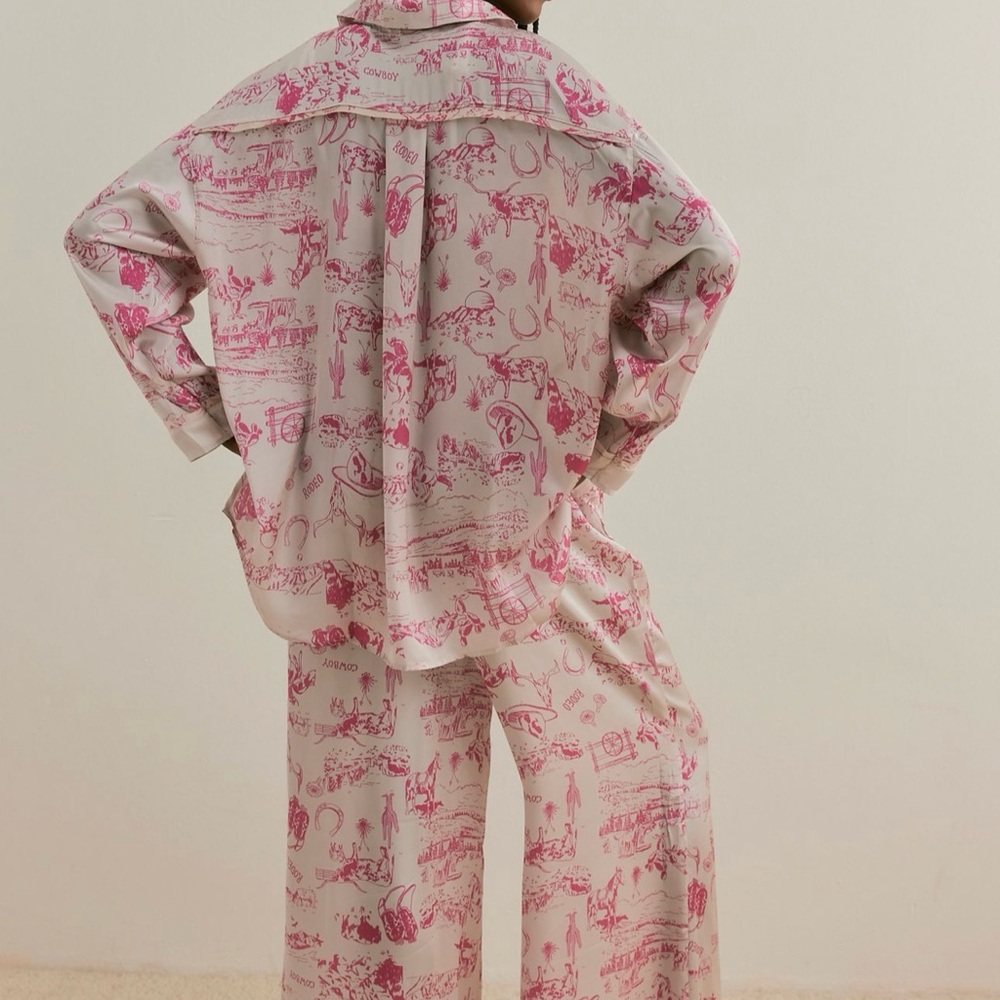 Free People Pink and White Dreamy Days Pajama Set in Tea Combo XL - Picture 3 of 4